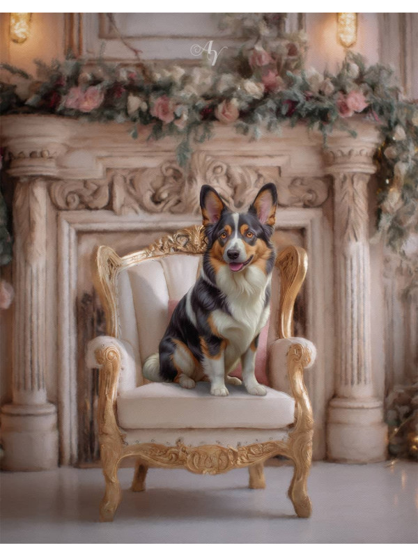 Victorian Rose Dog - Cat - Pet Customized Photo Paintings