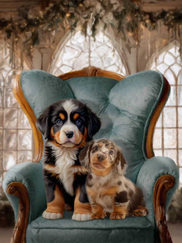 Victorian Sitting Room Pet Customized Photo Paintings