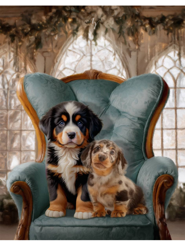 Victorian Sitting Room Pet Customized Photo Paintings