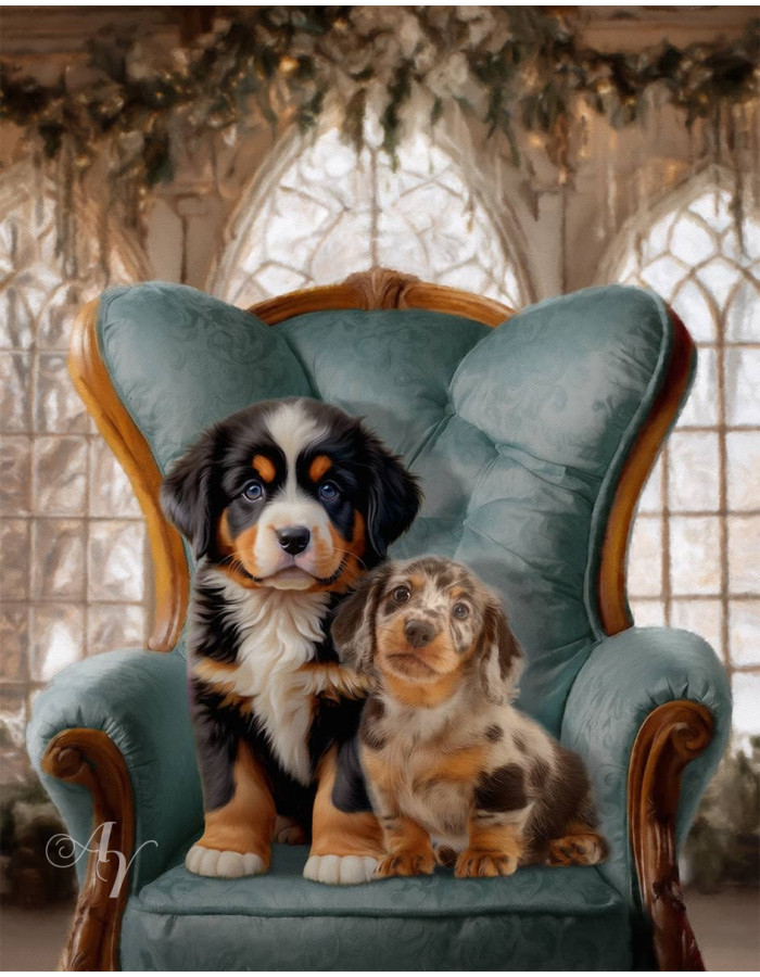 Victorian Sitting Room Pet Customized Photo Paintings