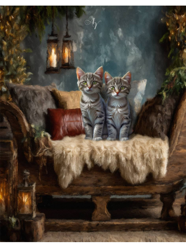 Victorian Sled Bed Pet Customized Photo Paintings