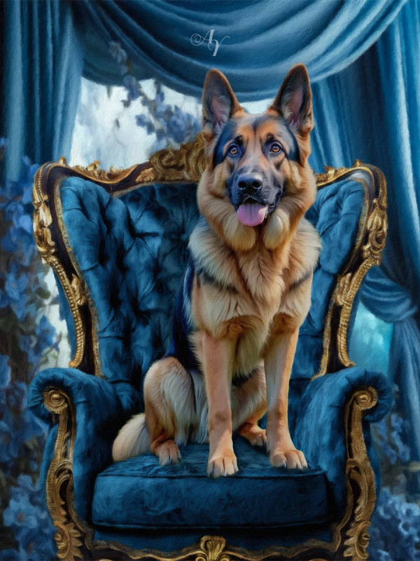 Victorian Blue Studio Pet Customized Photo Paintings