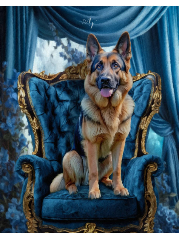 Victorian Blue Studio Pet Customized Photo Paintings