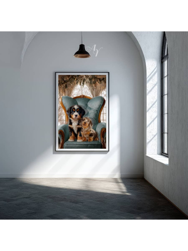 Victorian Sitting Room Pet Customized Photo Paintings