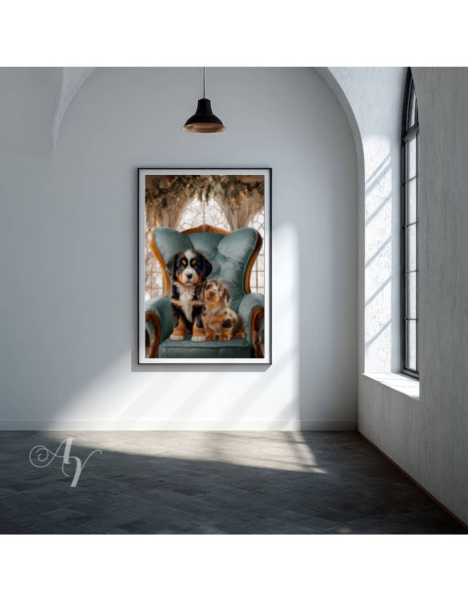 Victorian Sitting Room Pet Customized Photo Paintings