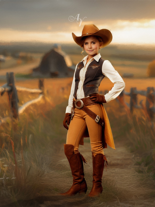 Child Cowboy - Cowgirl Customized Photo Paintings