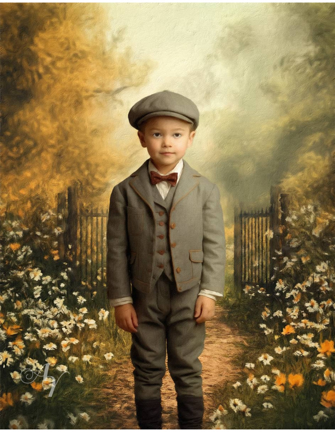 Victorian Spring Path Child Customized Photo Paintings