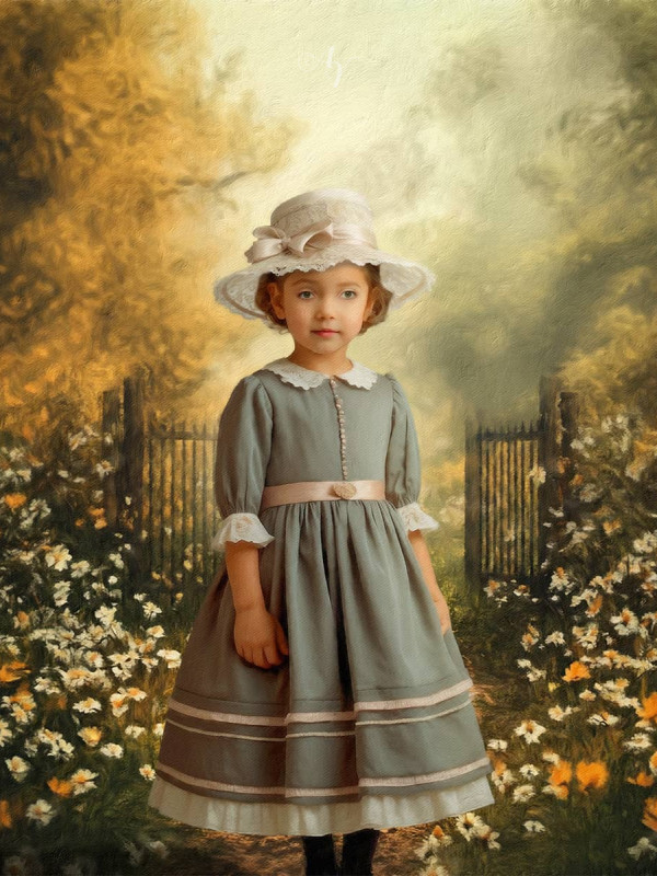 Victorian Spring Path Child Customized Photo Paintings