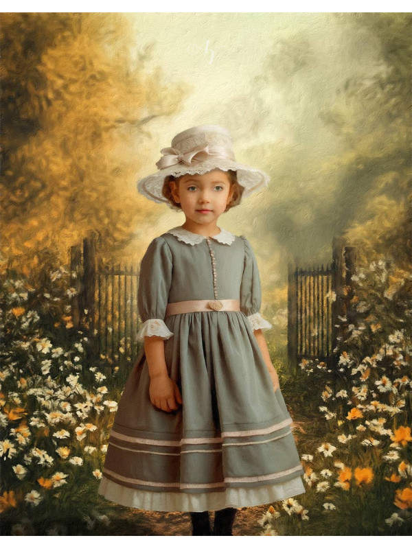 Victorian Spring Path Child Customized Photo Paintings