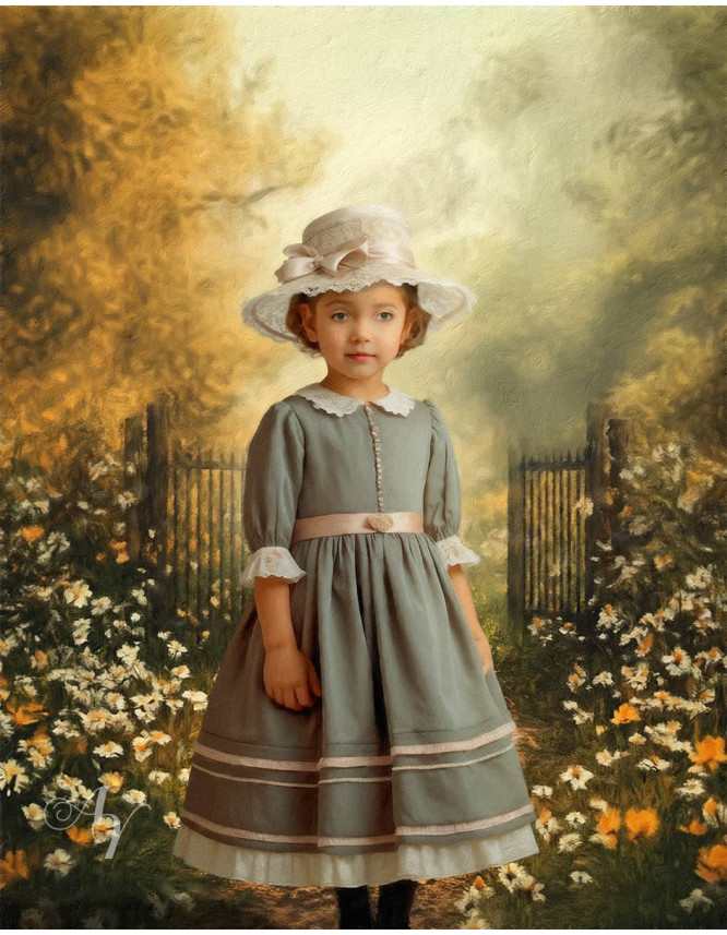 Victorian Spring Path Child Customized Photo Paintings