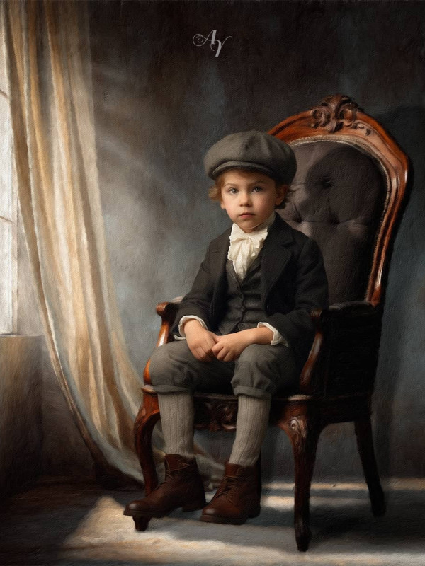 Victorian Sunlit Window Child Customized Photo Paintings