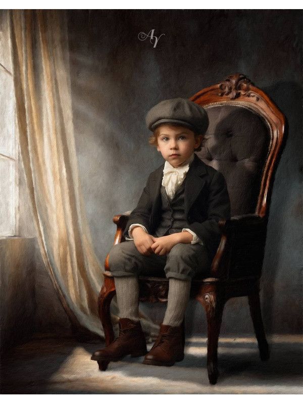 Victorian Sunlit Window Child Customized Photo Paintings