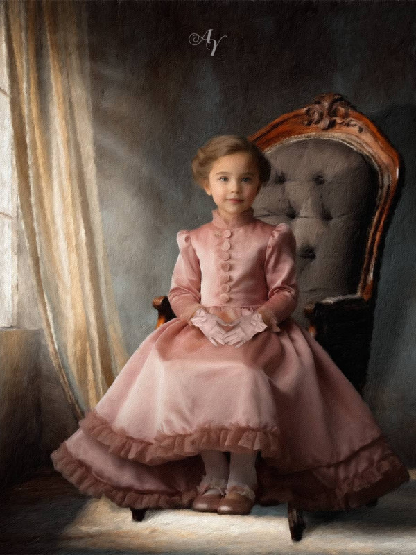 Victorian Sunlit Window Child Customized Photo Paintings