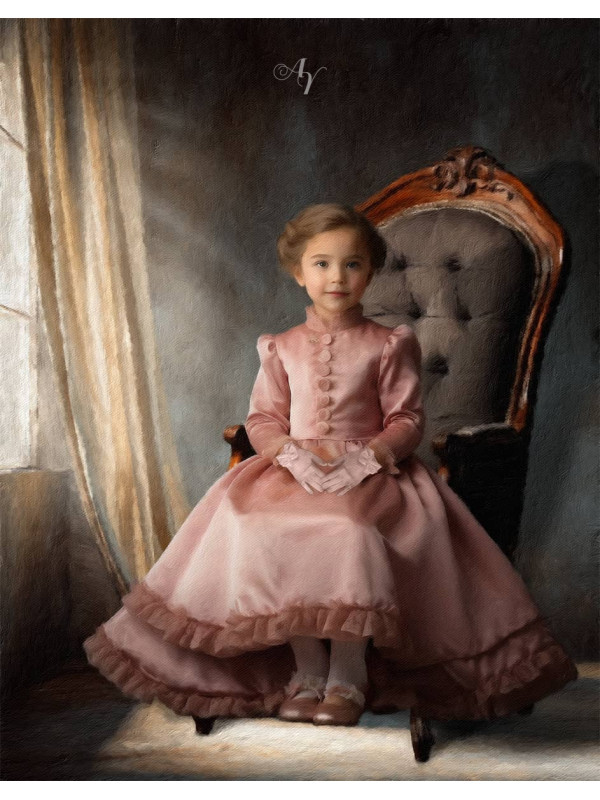 Victorian Sunlit Window Child Customized Photo Paintings