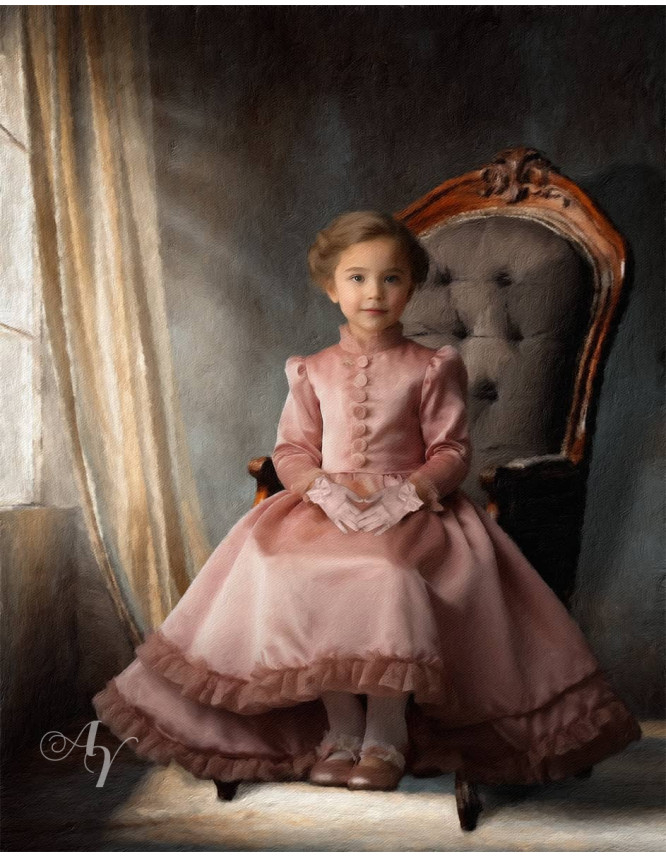 Victorian Sunlit Window Child Customized Photo Paintings
