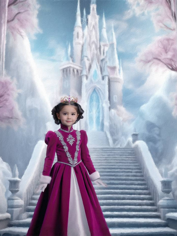 Child Ice Castle Princess Customized Photo Paintings