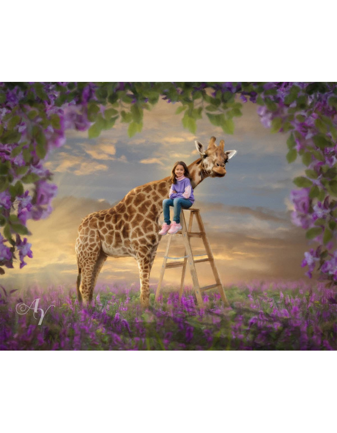 Child and Tall Giraffe Customized Photo Paintings Child and Tall Giraffe Customized Photo Paintings