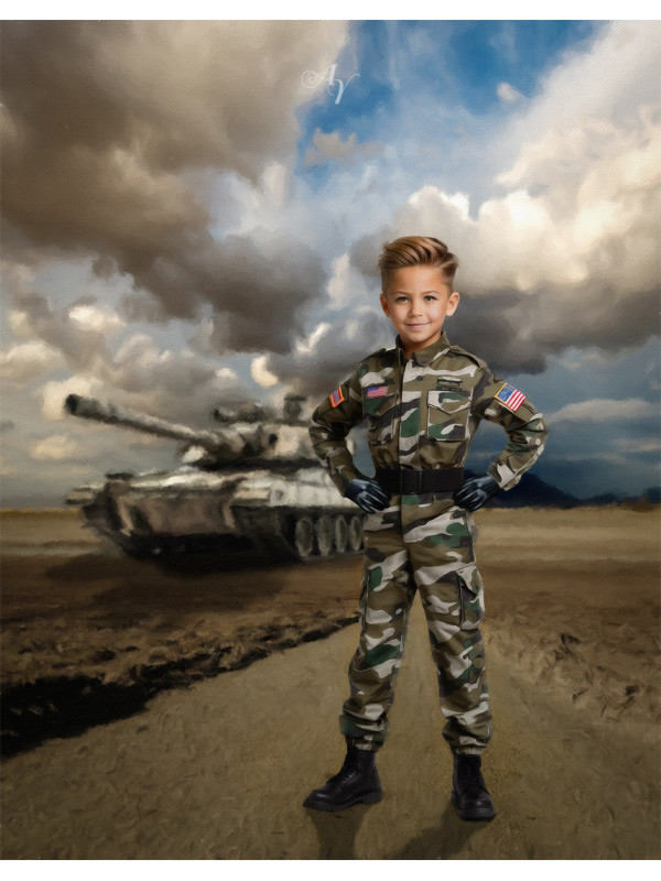 Child Military Customized Photo Painting - Boys and Girls