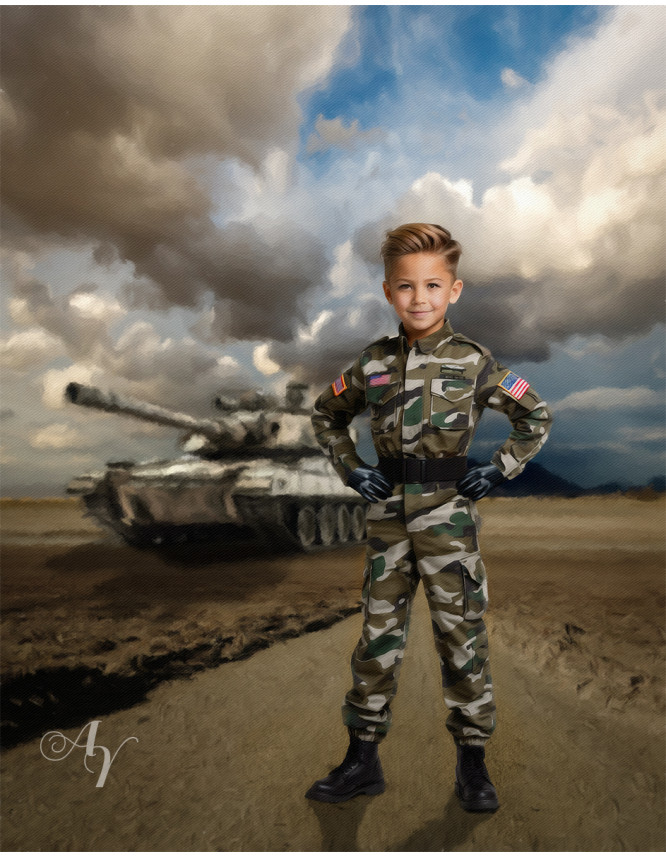 Child Military Customized Photo Painting - Boys and Girls