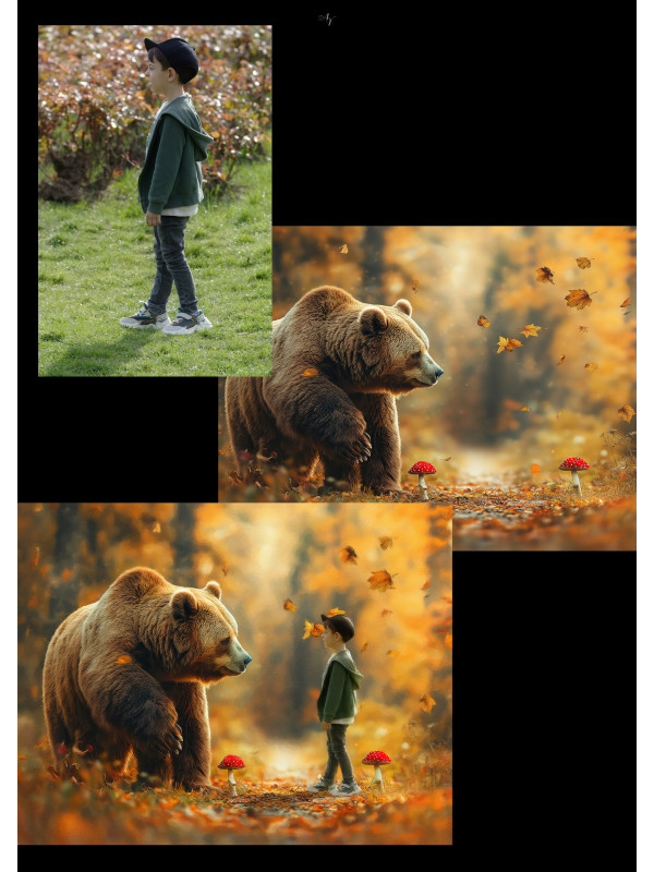Child and Autumn Wildlife Customized Photo Paintings