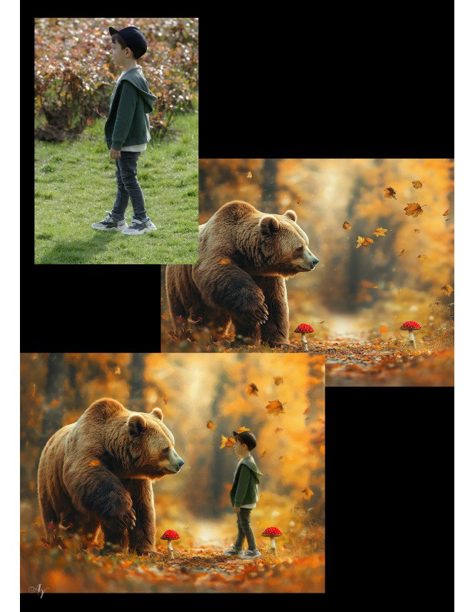 Child and Autumn Wildlife Customized Photo Paintings Child and Autumn Wildlife Customized Photo Paintings