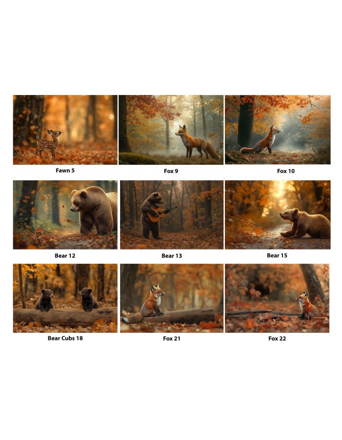 Child and Autumn Wildlife Customized Photo Paintings