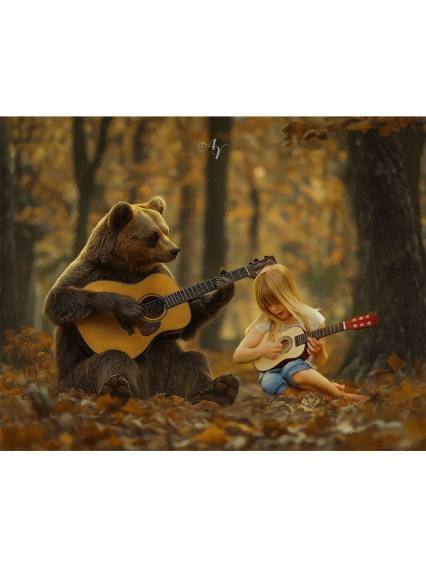 Child and Autumn Wildlife Customized Photo Paintings