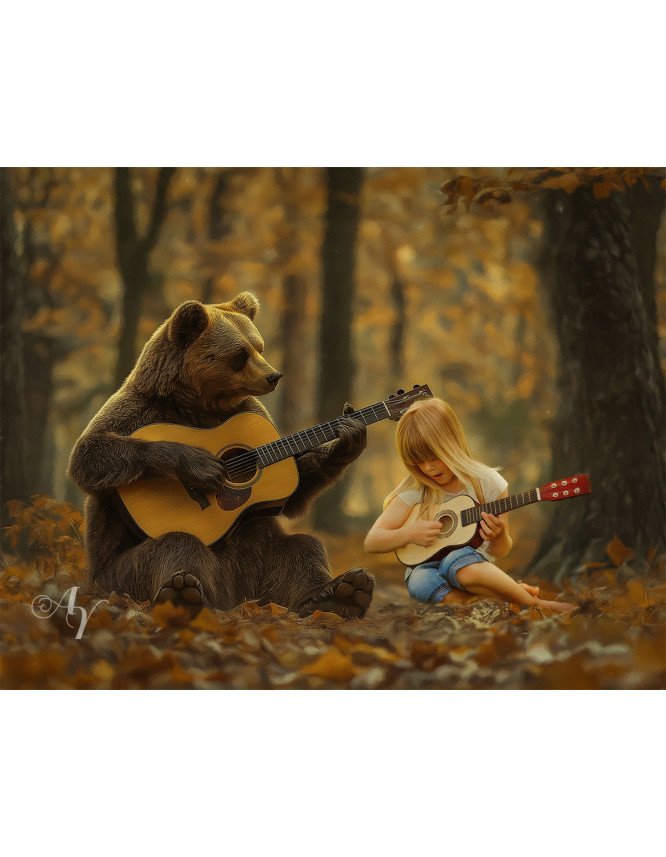 Child and Autumn Wildlife Customized Photo Paintings Child and Autumn Wildlife Customized Photo Paintings
