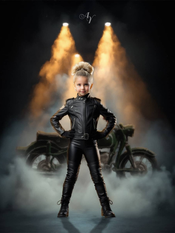 Child Biker Boy and Girl Fantasy Customized Photo Paintings