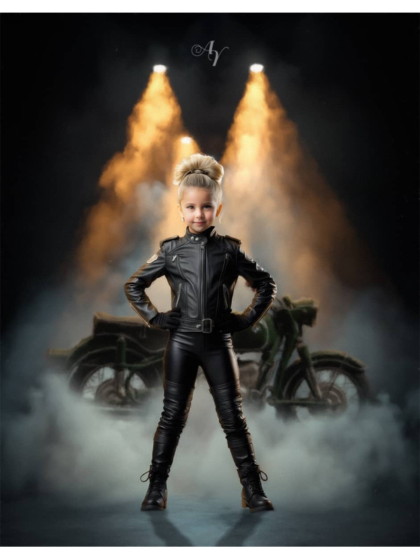 Child Biker Boy and Girl Fantasy Customized Photo Paintings