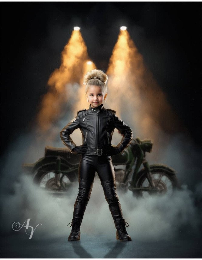 Child Biker Boy and Girl Fantasy Customized Photo Paintings Child Biker Boy and Girl Fantasy Customized Photo Paintings
