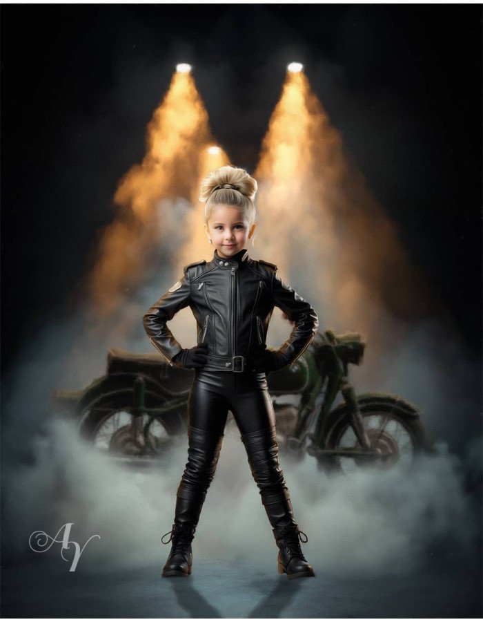 Child Biker Boy and Girl Fantasy Customized Photo Paintings Child Biker Boy and Girl Fantasy Customized Photo Paintings