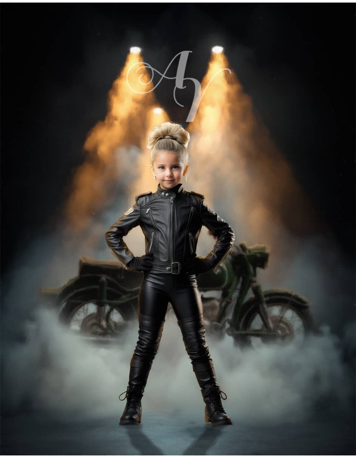 Child Biker Boy and Girl Fantasy Customized Photo Paintings Child Biker Boy and Girl Fantasy Customized Photo Paintings