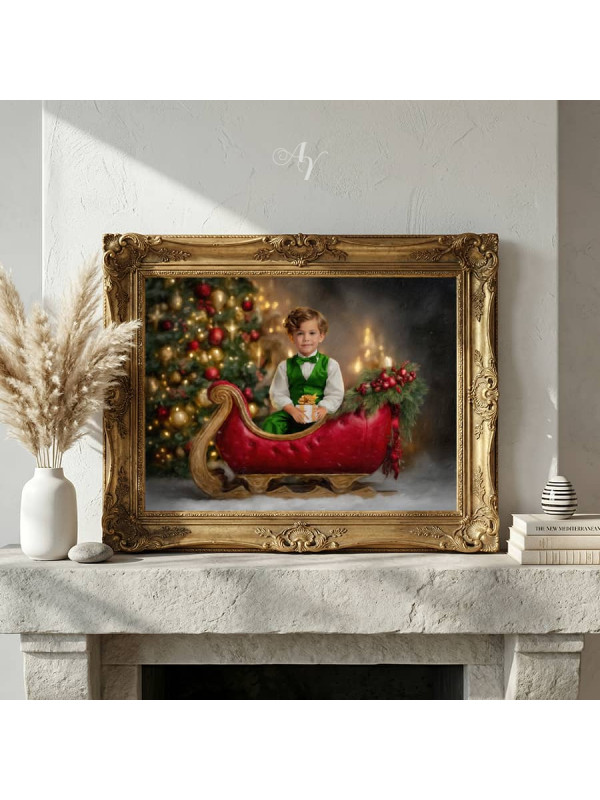 Holiday Sleigh Child Customized Photo Paintings