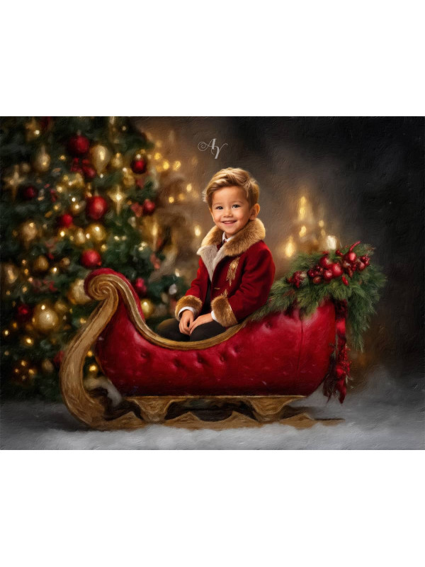 Holiday Sleigh Child Customized Photo Paintings