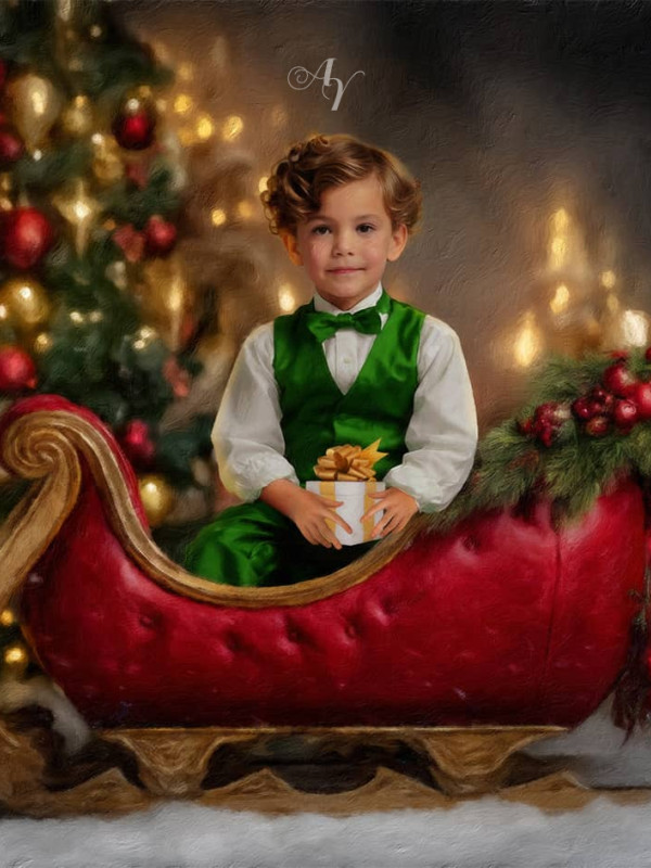 Holiday Sleigh Child Customized Photo Paintings