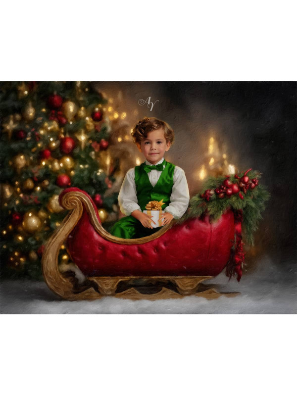 Holiday Sleigh Child Customized Photo Paintings