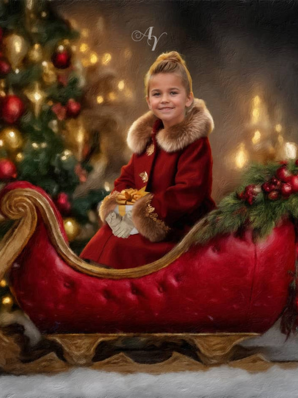Holiday Sleigh Child Customized Photo Paintings