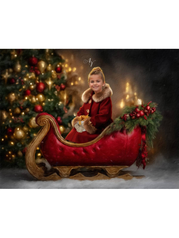 Holiday Sleigh Child Customized Photo Paintings