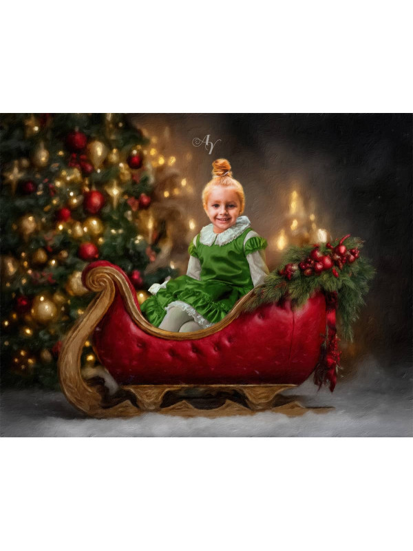 Holiday Sleigh Child Customized Photo Paintings