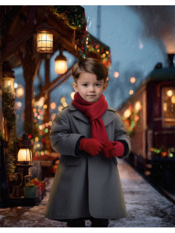 Christmas Train Child Customized Photo Paintings