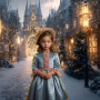 Cobblestone Street Holiday Child Customized Photo Paintings