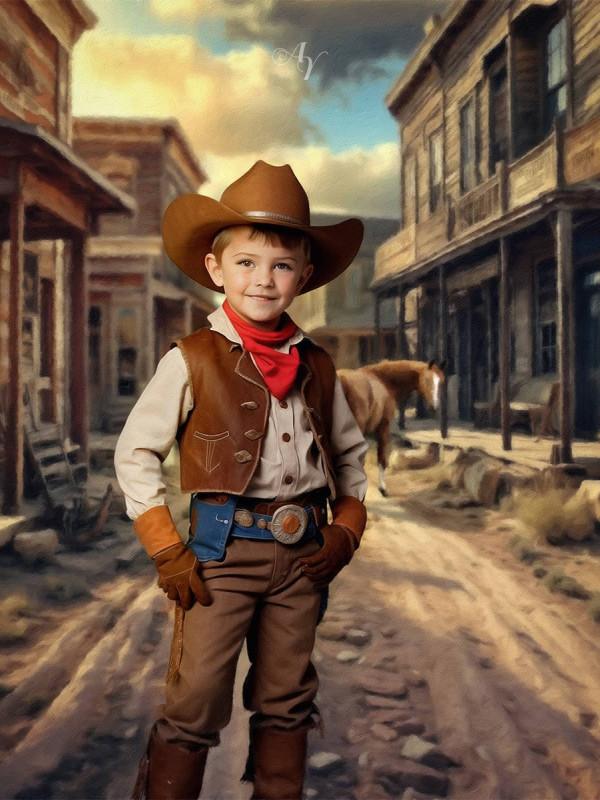 Child Cowboy - Cowgirl Customized Photo Paintings