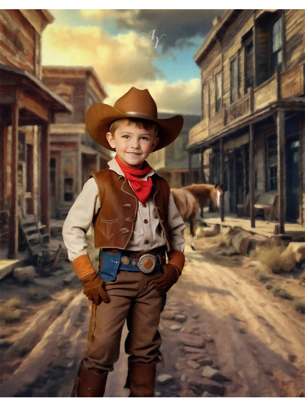 Child Cowboy - Cowgirl Customized Photo Paintings