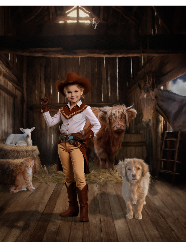 Child Cowboy - Cowgirl Customized Photo Paintings