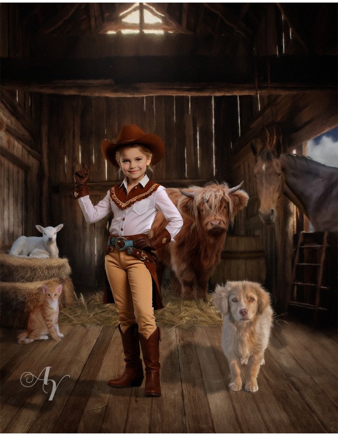 Child Cowboy - Cowgirl Customized Photo Paintings Child Cowboy - Cowgirl Customized Photo Paintings