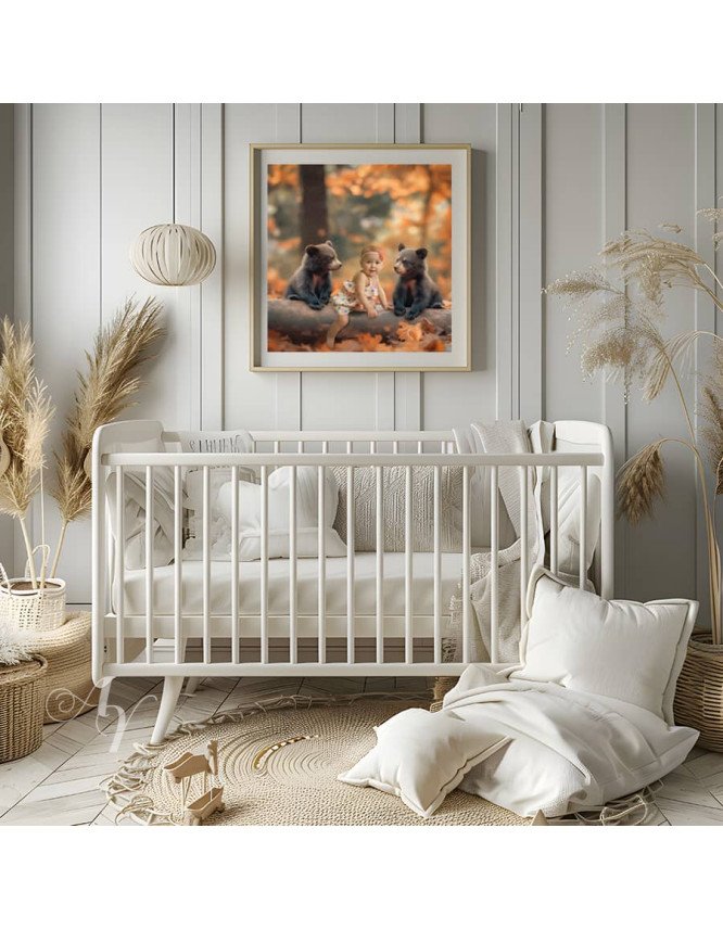 Child and Autumn Wildlife Customized Photo Paintings Child and Autumn Wildlife Customized Photo Paintings