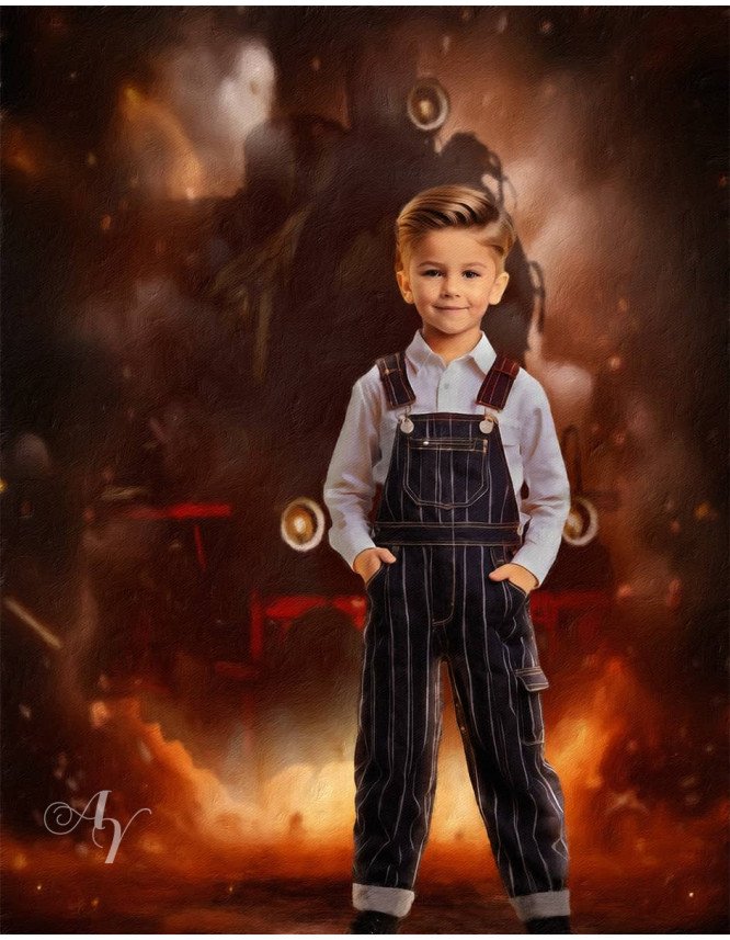 Child Train Engineer Fantasy Customized Photo Paintings Child Train Engineer Fantasy Customized Photo Paintings