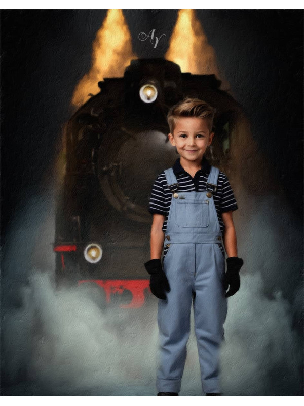 Child Train Engineer Fantasy Customized Photo Paintings