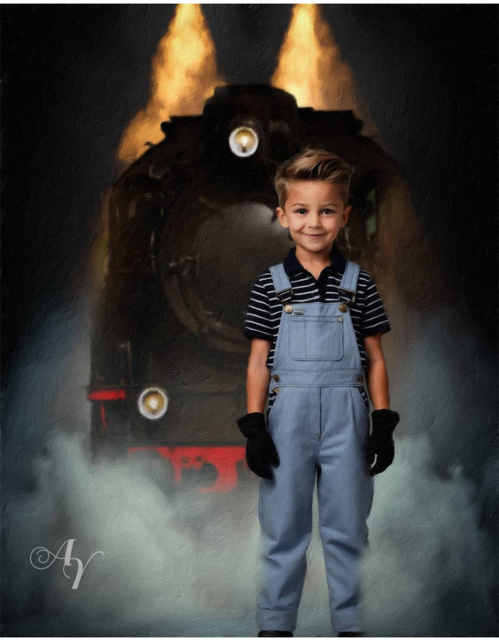 Child Train Engineer Fantasy Customized Photo Paintings Child Train Engineer Fantasy Customized Photo Paintings
